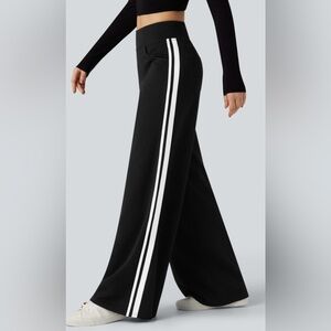 HALARA High Waisted Stripe Wide Leg Casual Pants with Pockets